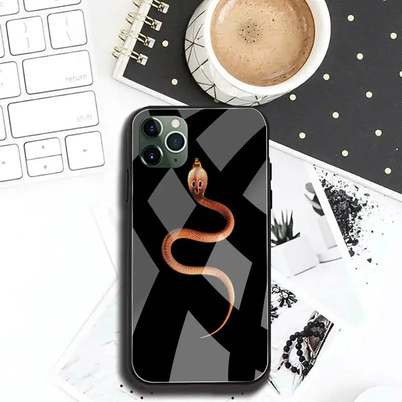 hand animal snake flower pattern phone case tempered glass for iphone 11 pro xr xs max 8 x 7 6s 6 plus se 2020 case free global shipping