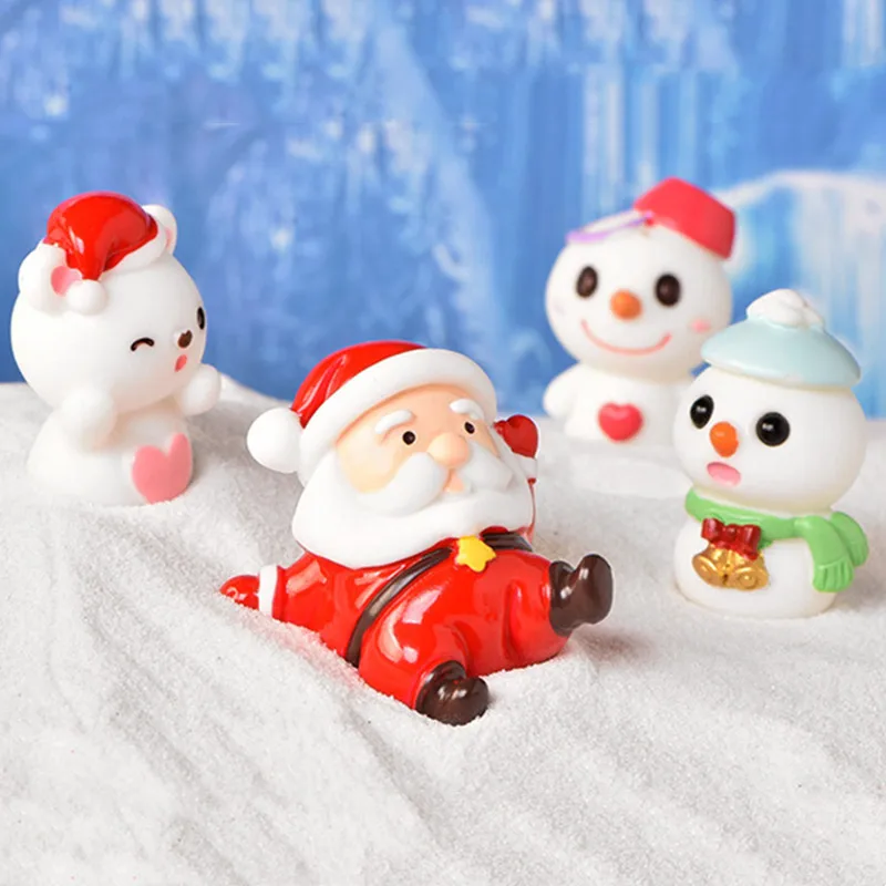 1Pcs Santa Claus Snowman Cute Couple Miniature Christmas Crystal Ball Ornament DIY Garden Bonsai Crafts Decoration | Дом и сад