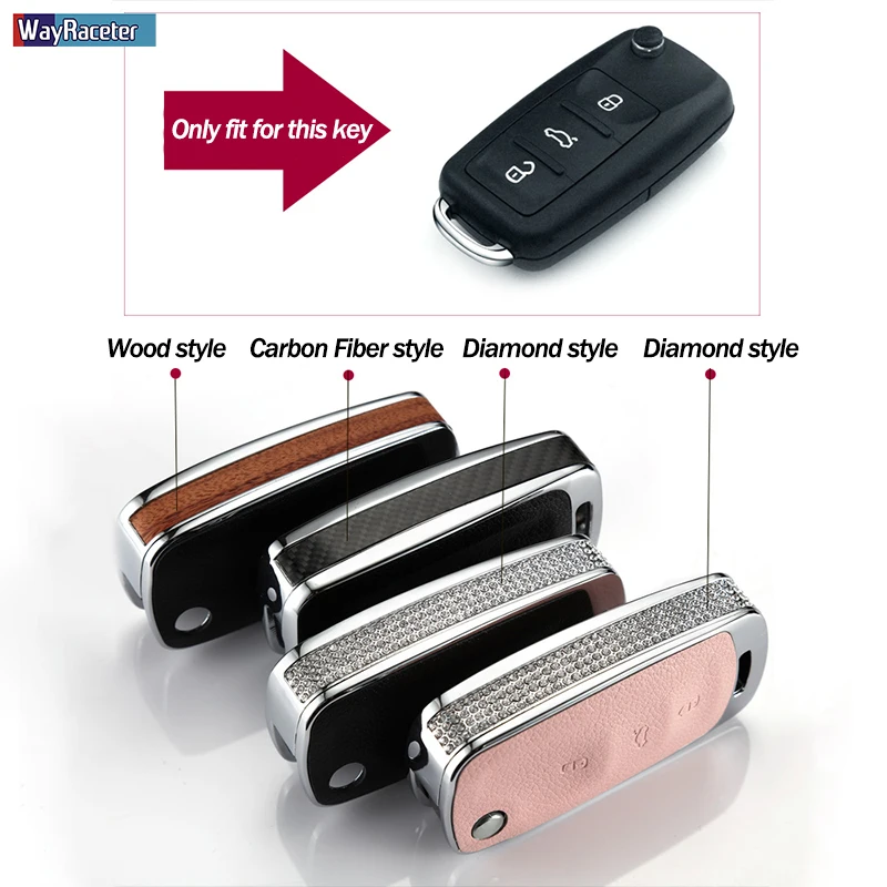 

Car Key Case Cover Luxury Diamond Leather Shell For VW Volkswagen Passat Polo Golf Bora Jetta Beetle Tiguan Skoda Seat Lbiza