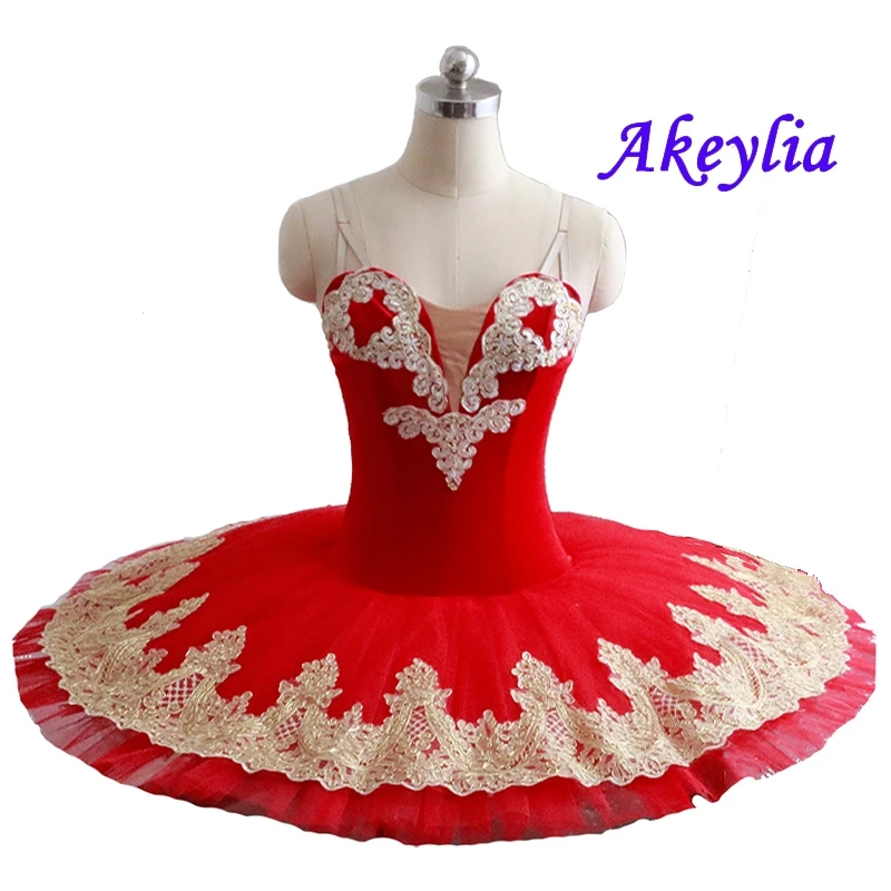 Новинка профессиональная балетная юбка-пачка с блестками красный цвет для детей