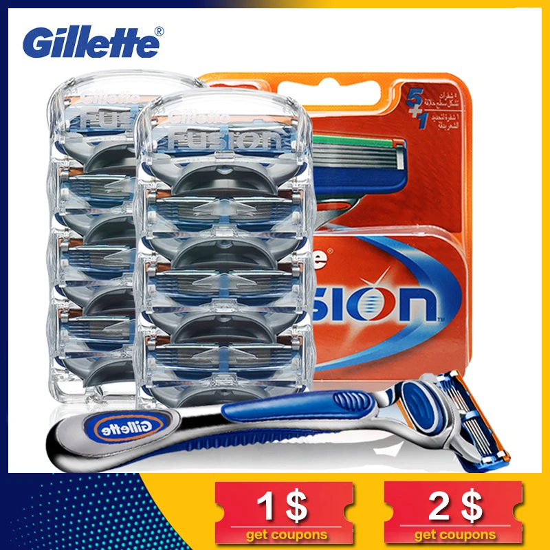 Gillette Fusion Razor Blades for Men Sharp Trimmer Straight 