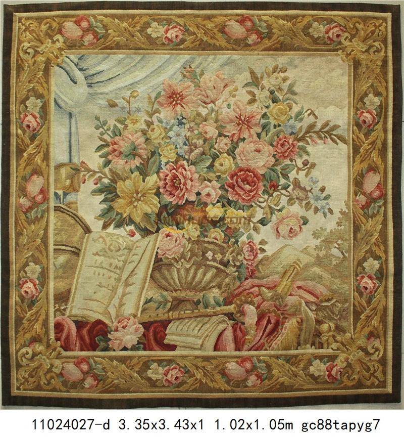 Античная французская шерсть 19 век обуссон гобелен коричневый модный круговой