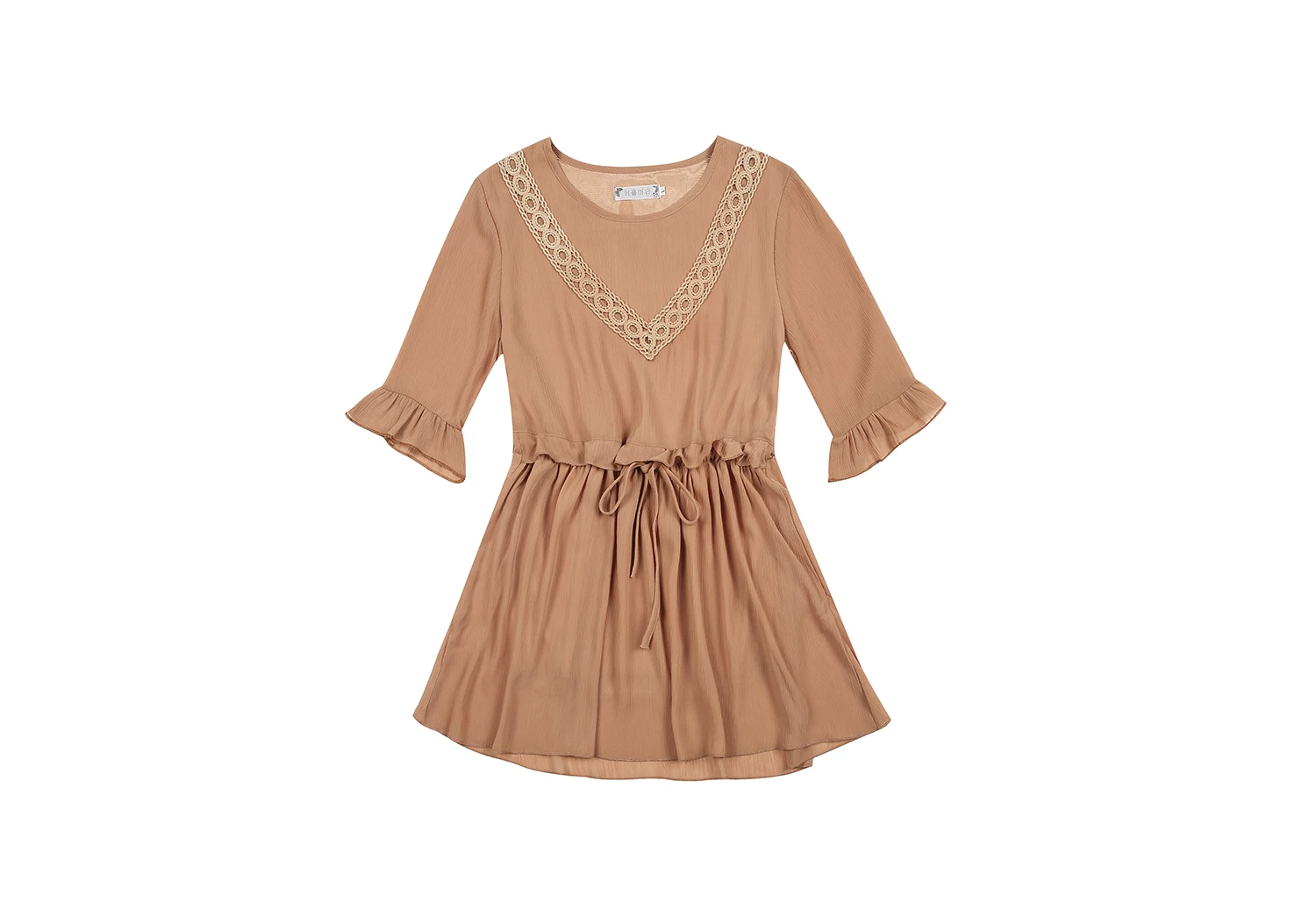 Большие размеры шифоновая блузка с рукавом до локтя Женская Весенняя высокой