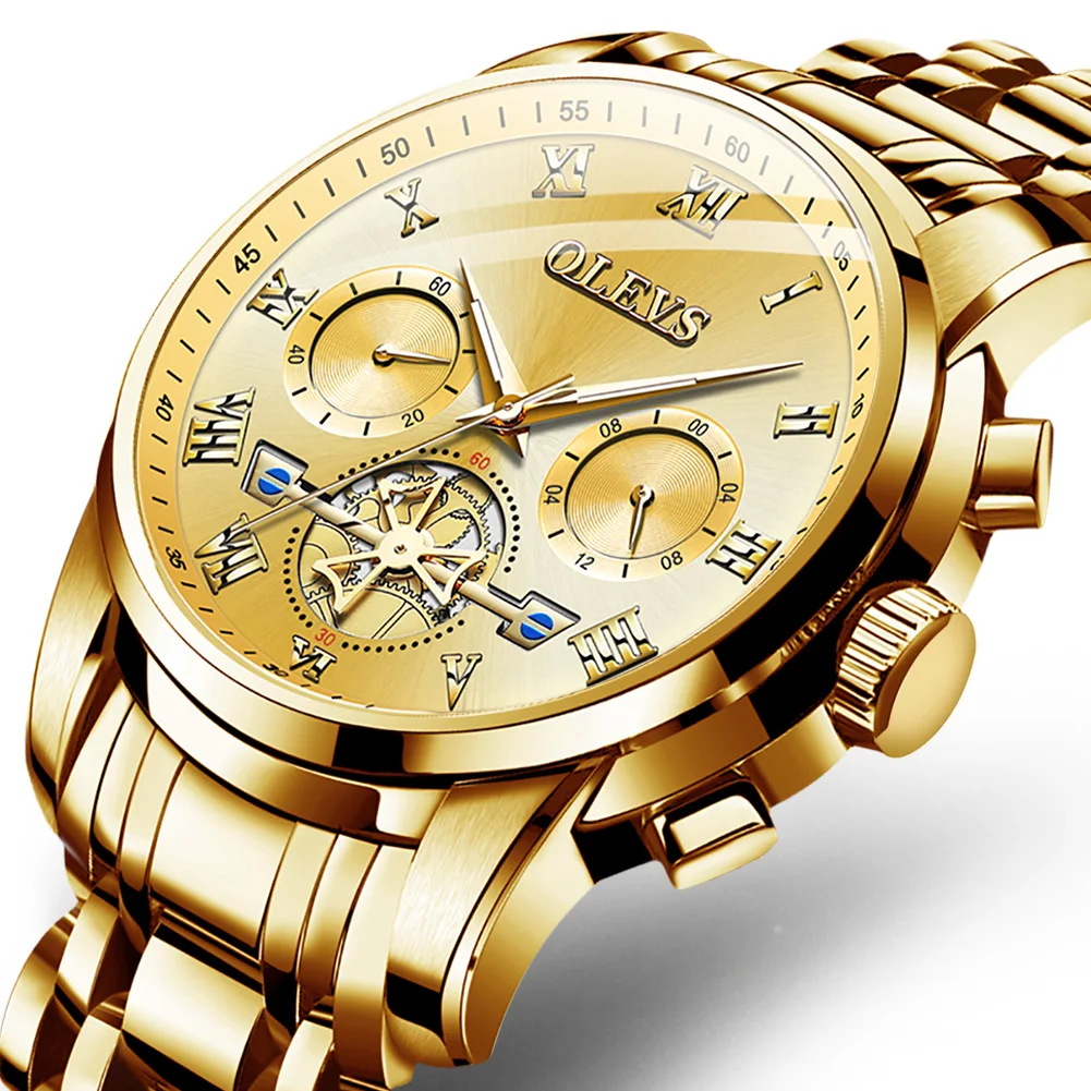 

Часы мужские водонепроницаемые из нержавеющей стали с хронографом