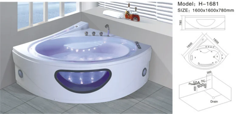 Современный дизайн 2 человек угловая Массажная Ванна|bathtub|bathtub massage |