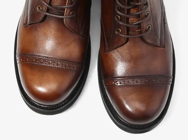 Модные мужские ботильоны из воловьей кожи на шнуровке 2 цвета модельные туфли