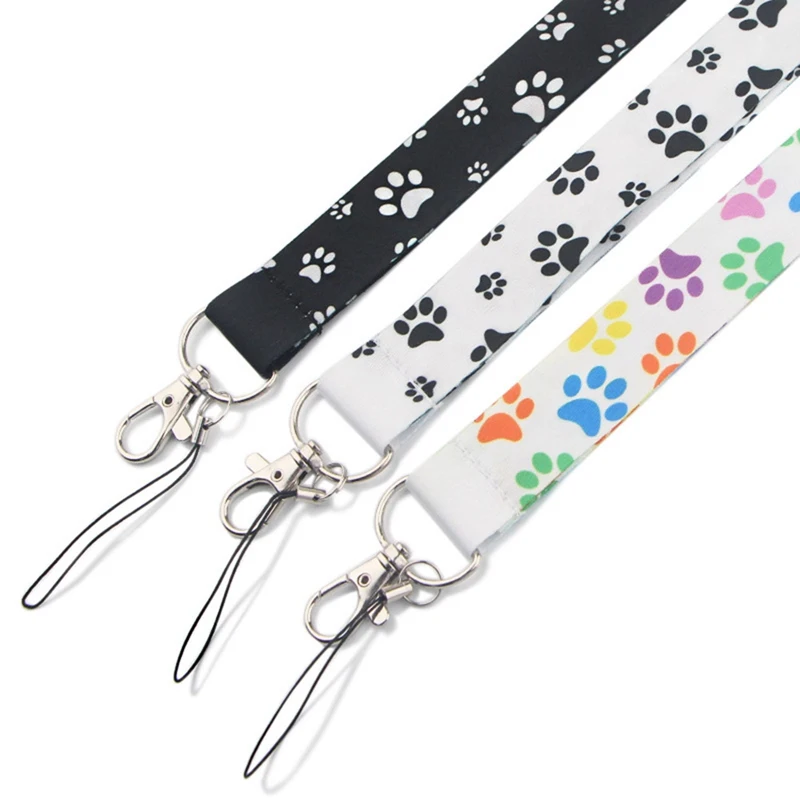 

Cartoon Dog Paw Print Lanyard for Keys Camera Whistle Cool ID Badge Holder Mobile Neck Straps Hang Rope Gift