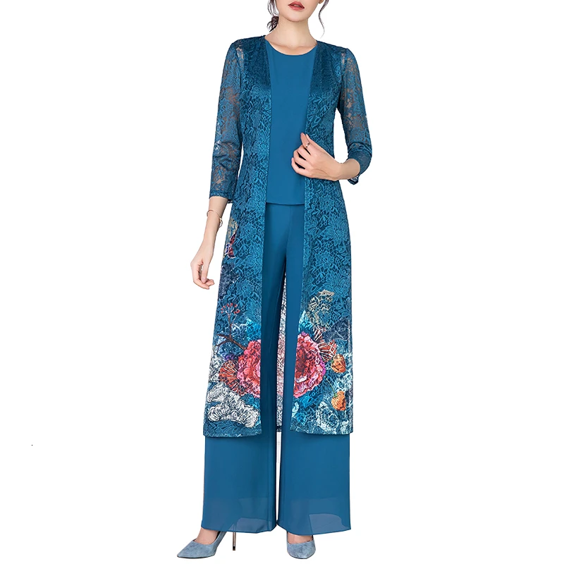 Мама брючные костюмы невесты размера плюс XXXL элегантный свадебный комплект из 3