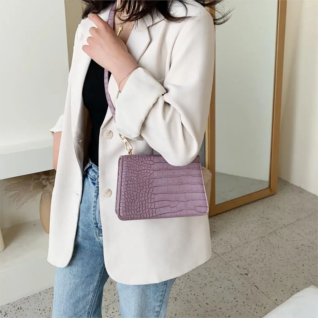 

Crocodile Pattern PU Leather Crossbody Bags For Women 2021 Chain Female Shoulder Handbags Mini Purses Travel Cross Body Bag