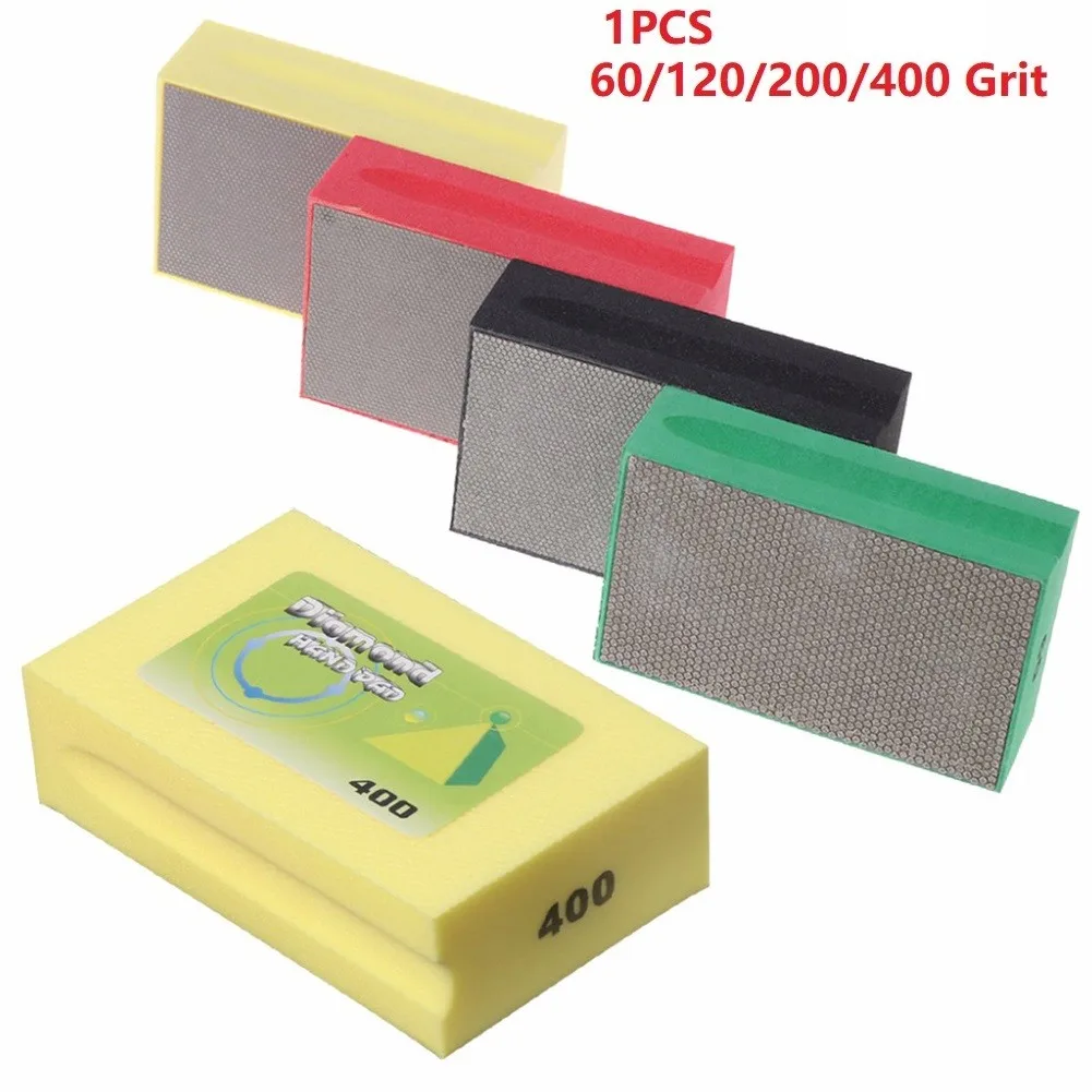 60/120/200/400 Diamond Hand Polishing Pad Sanding Grinding For Glass Stone Marble 95x55mm