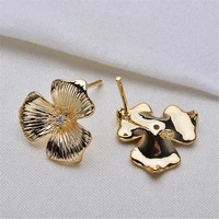 4pcslot new creative real gold color plated brass flower charms earrings settings connectors for diy jewelry making accessories