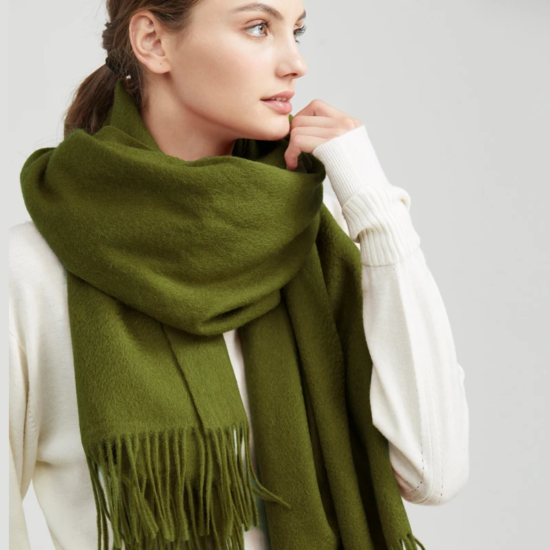 Большие размеры плед шарф женский зимний scarf шарфы женские платок шарф большой теплый вязаный большой шаль женская платки - Цвет: Army green