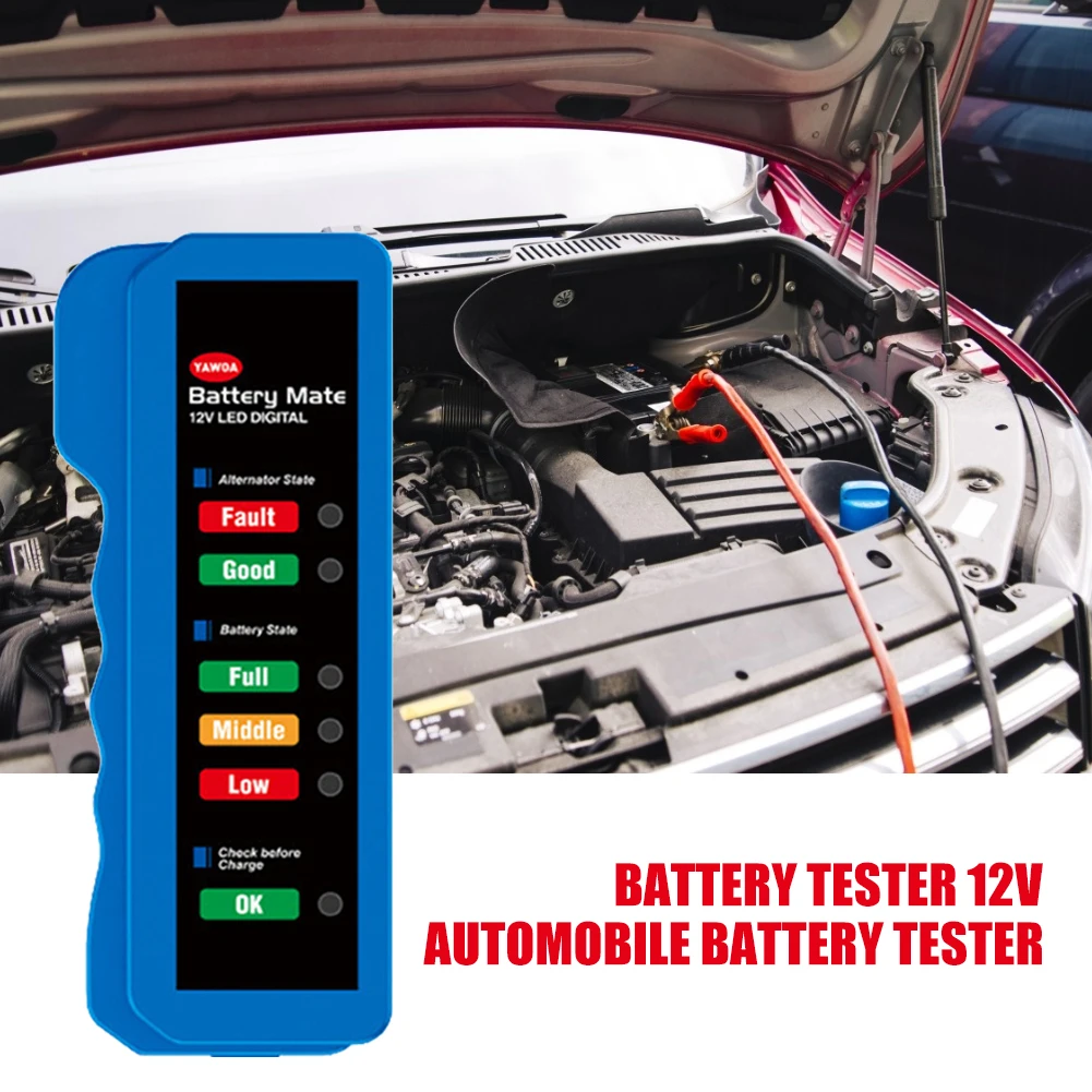 12 В автомобильный тестер батареи детектор 6 светодиодный дисплей Цифровой