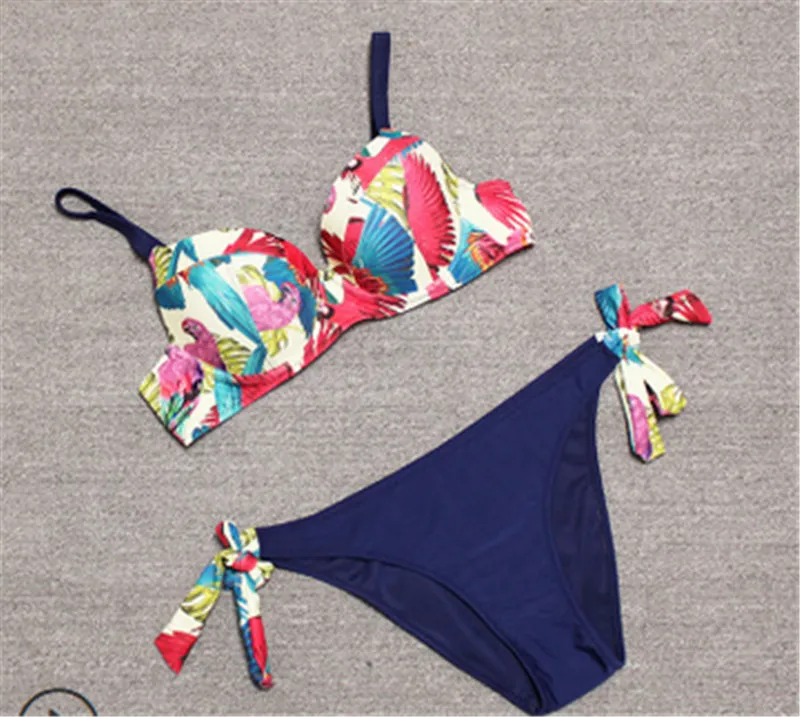 Женские комплекты бикини с принтом и чашками пуш-ап Привлекательный бюстгальтер