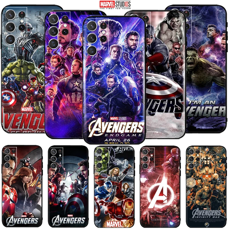 

Phone Case For Samsung Galaxy S21 Ultra 5G Funda Cover Marvel Avengers Comics Iron Man SpiderMan Thor Deadpool Venom