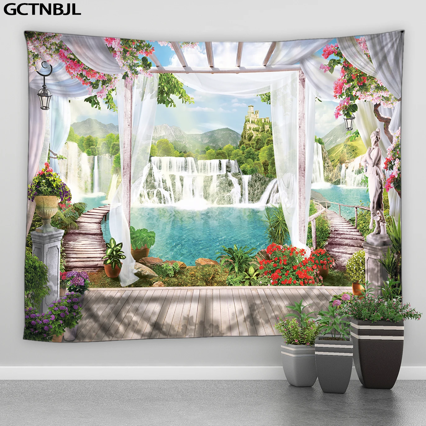 

Ocean Landscape Tapestry Wall Hanging Tropical Palm Tree Scenic Summer Sea Scenery wall Tapestry for Bedroom Living Room Dorm