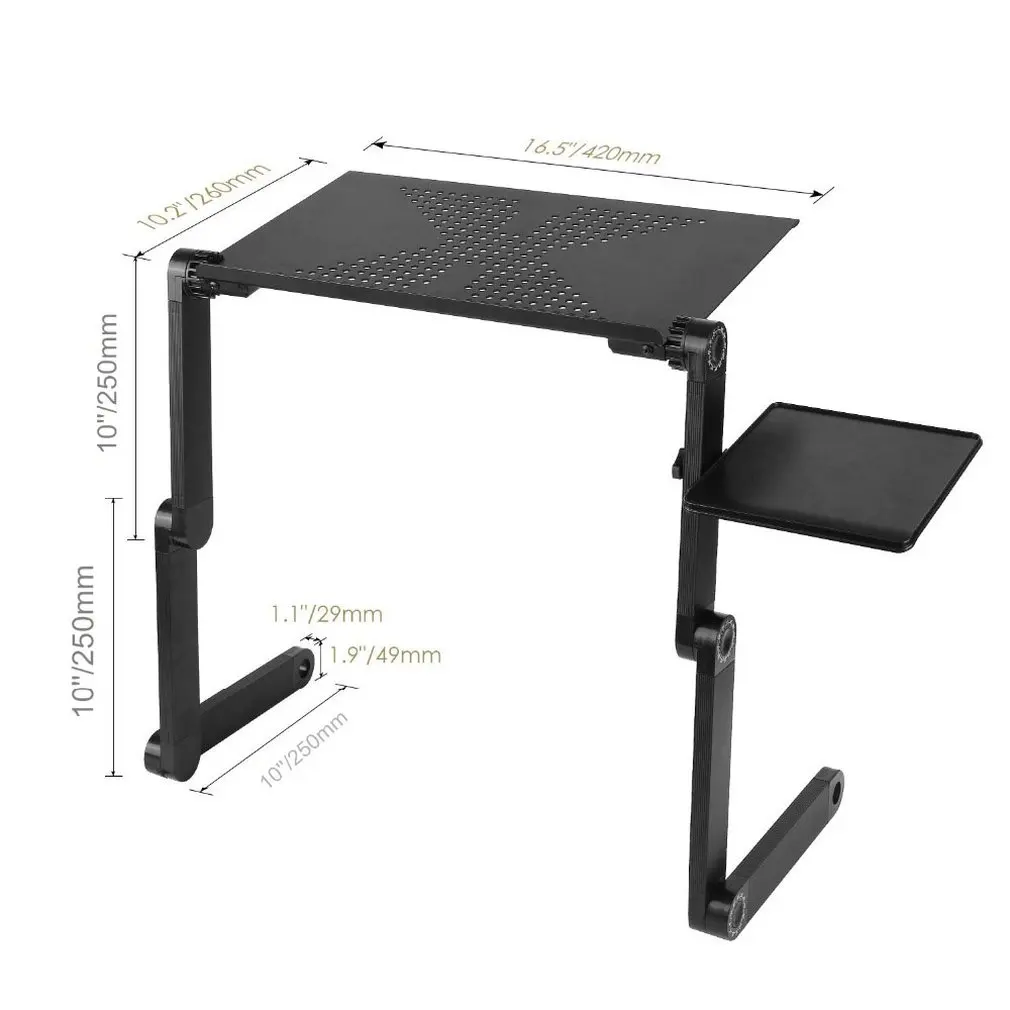 

Adjustable Aluminum Laptop Desk Ergonomic Portable TV Bed Lap Desk Tray PC Table Stand Notebook Table Desk Stand with Mouse Pad
