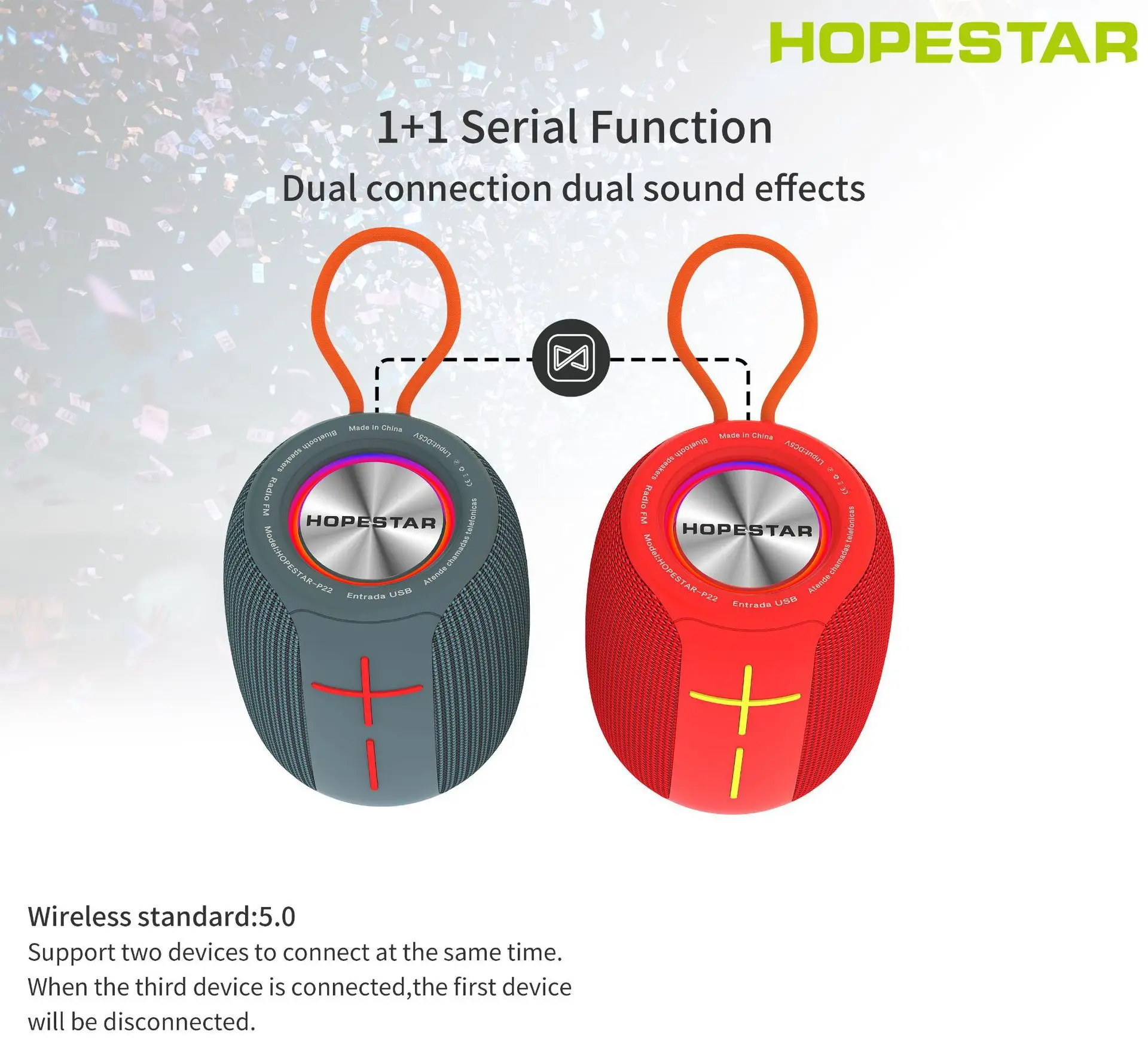 

Яркая Беспроводная bluetooth-Колонка HOPESTAR-P22 для электронной коммерции, креативная Внешняя торговля, подарочная карта USB