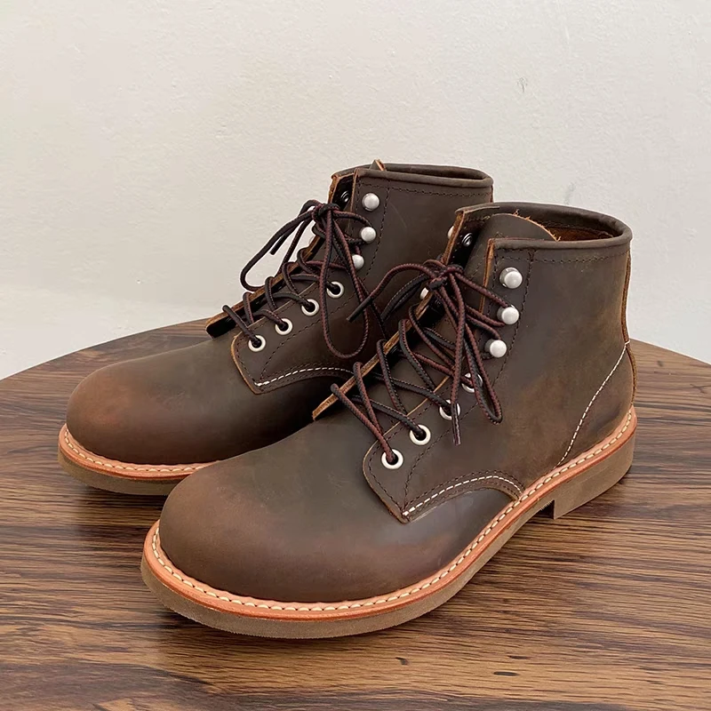 Мужские повседневные ботинки ручной работы винтажные полусапожки из воловьей