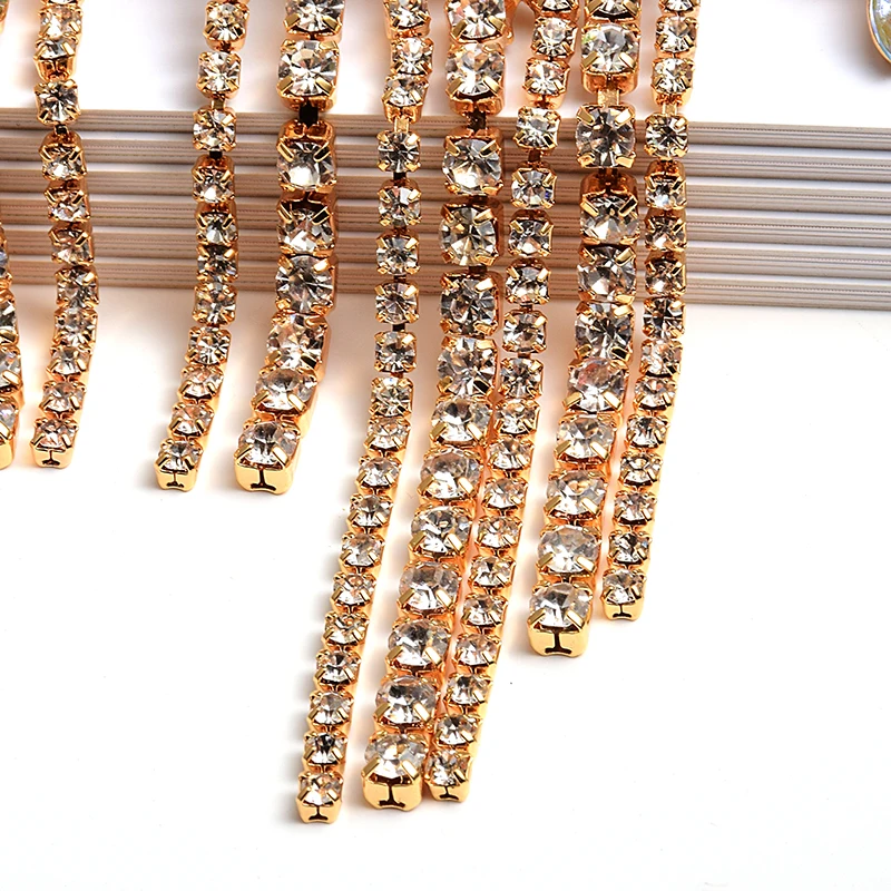 ZA подвесная цепочка из кристаллов длинные висячие серьги с кисточками