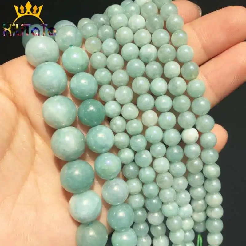 Натуральный ангелайт зеленый камень с покрытием Бусины Смут Круглый Свободные