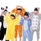 Фланелевая теплая Пижама для мальчиков 4-12 лет, кигуруми, костюм для косплея, одежда для сна, Детская Пижама