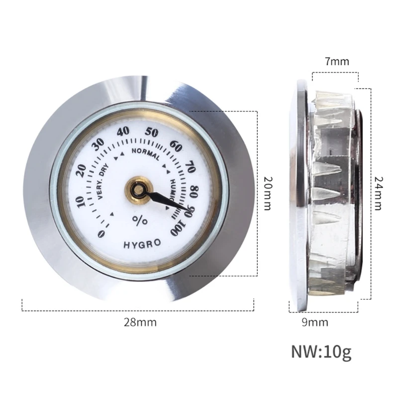 

28mm Mini Round Cigar Hygrometer High Precision Moisture Meter Tobacco Humidor P82C