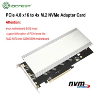 iocrest 4 ports m 2 nvme to pcie 4 0 x16 riser controller adapter card only support bifurcation motherboards