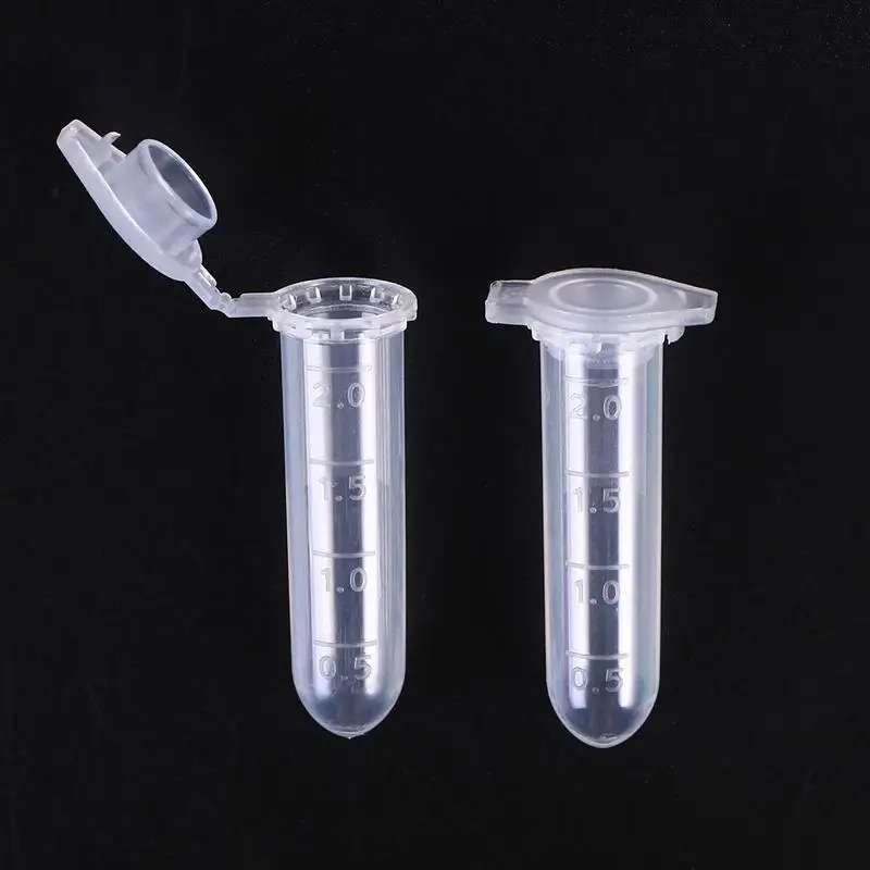 

500 Pcs Centrifuge Tube with Snap Cap Round Sample Supply Bottom 2ml Capacity Container Can