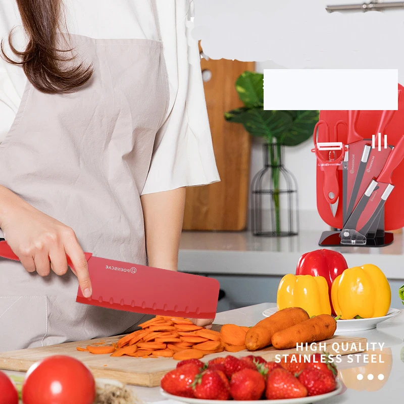 

5 Inch Kitchen Knife Stainless Steel Serrated Bread Set Peeler Zirconia Black Blade Fruit Chef Wheat Straw Quality Knife