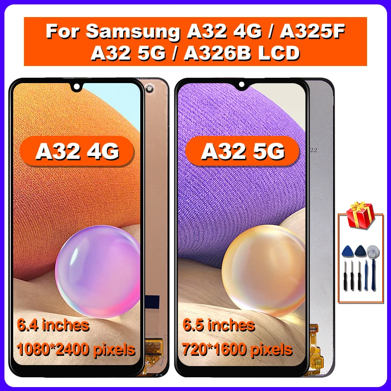 

Original For Samsung Galaxy A32 4G LCD SM-A325F SM-A325M Display Touch Screen Replacement For Samsung A32 5G Display SM-A326B