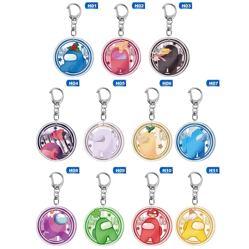 

1pcs New Games Among Us Keychain Acrylic Colourful Christmas Gift Keychains for Car Keys Decoration Accessories