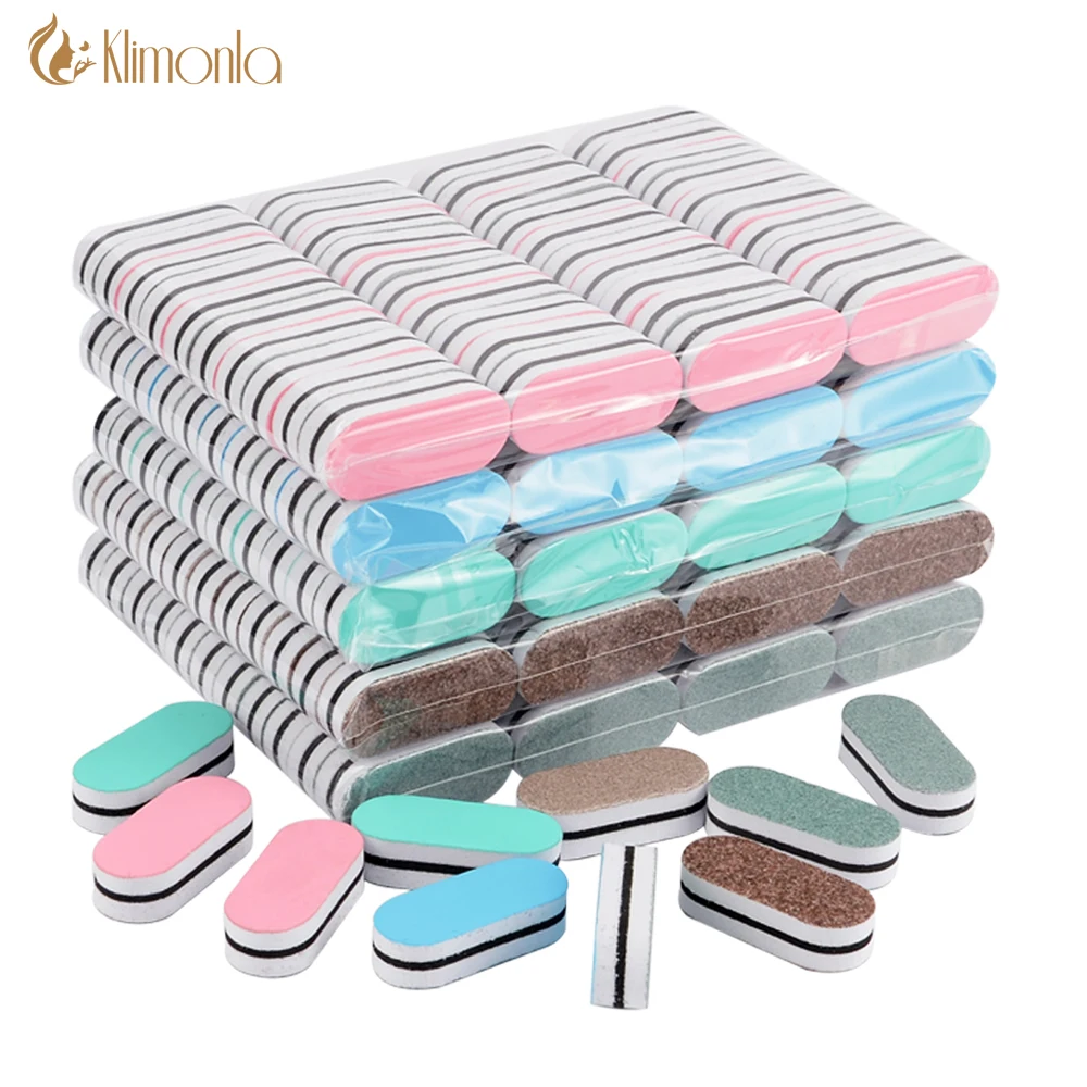 

100Pcs/Lot Double sided Nail Buffer Sanding Block Polisher Buffing File 100/180 Grit Sponge Nail Art Kit Manicure Tools Mini