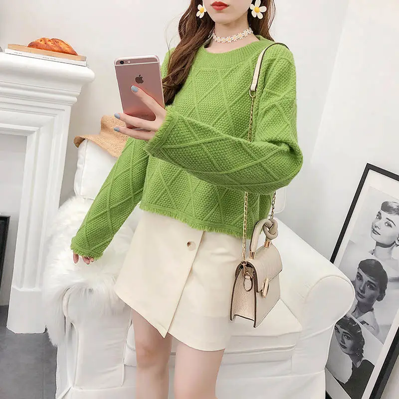 Fashion pullovers autumn winter Women Knitted o-neck Sweater Casual Soft and warm Jumper Slim Femme Elasticity Pullovers | Женская