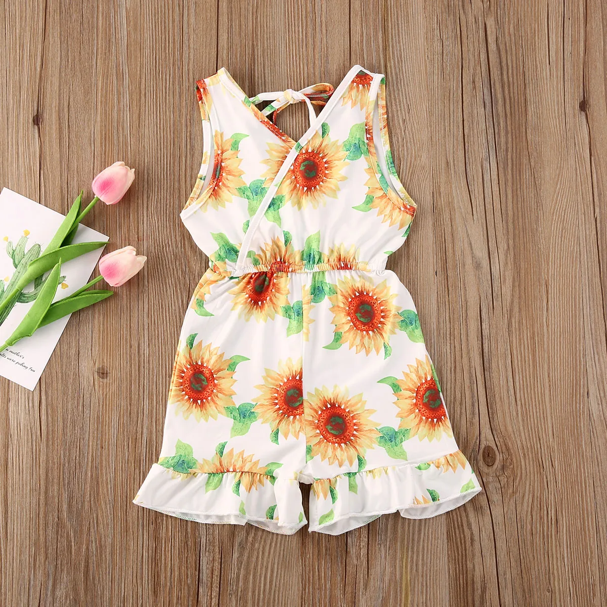 Летняя одежда для малышей 2020 комбинезон без рукавов с цветочным принтом