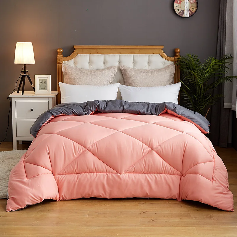 Warm Winter Bed Cover Bedset 220*240cm  Winter Warm Thicken Comforter Pure Color Thicken Duvet With Stuffing Patchwork Quilt CF2
