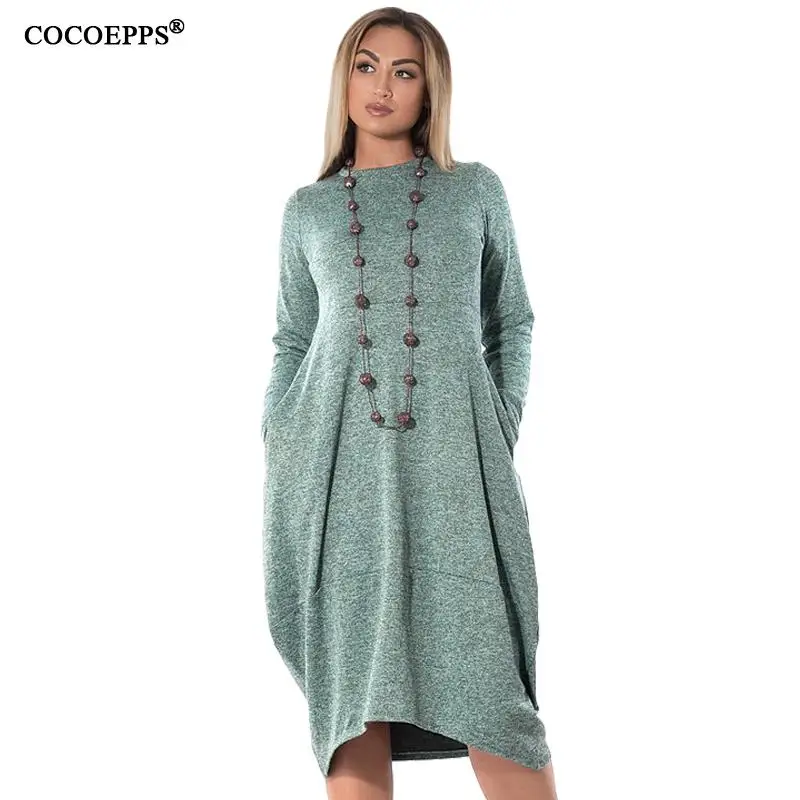 COCOEPPS свободное повседневное женское платье большого размера s Новинка 2019 осень