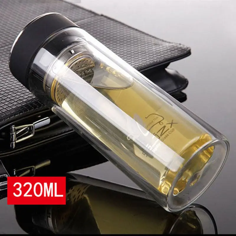 Стеклянная чашка для чая с крышкой микро изоляция двойная вместительная мужчин и