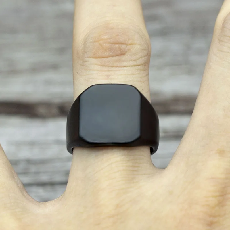 Fashion Simple Style Black Square Ring Classic Ring Wedding Engagement Jewelry