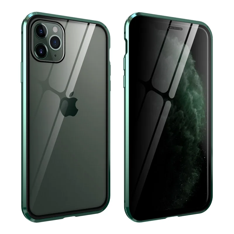 Противоударный и прозрачный чехол из закаленного стекла для Apple iPhone 11 Pro Max Роскошный Алюминиевый металлический чехол для iPhone 11 Pro Max чехол - Цвет: Dark Green
