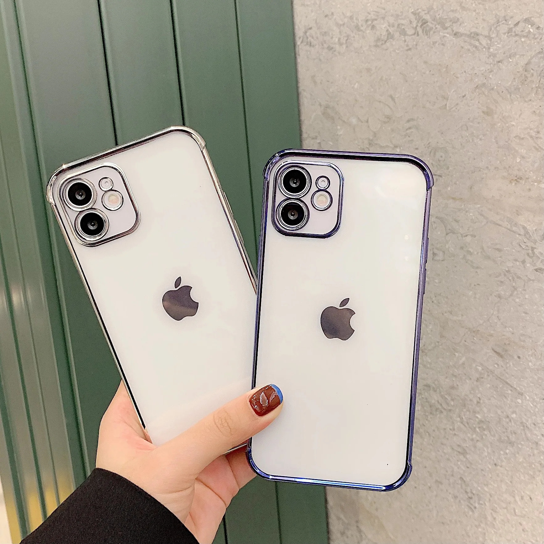 

for iPhone 12 Pro Max Case Luxury Square Airbag Shockproof Plated Eletropalted Clear Cover for iPhone 11 X XS XR 7 8 Plus SE