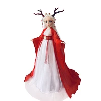 16 scale 30cm ancient costume long hair fairy hanfu dress antlers princess barbi doll double joints body model toys girl gift