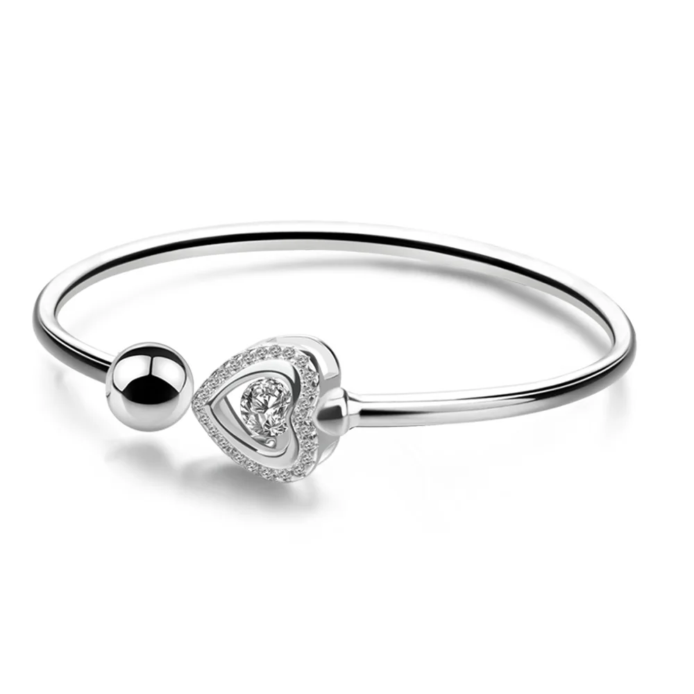 Женский браслет из серебра 100% пробы с фианитами|Гибкие и жесткие браслеты| |