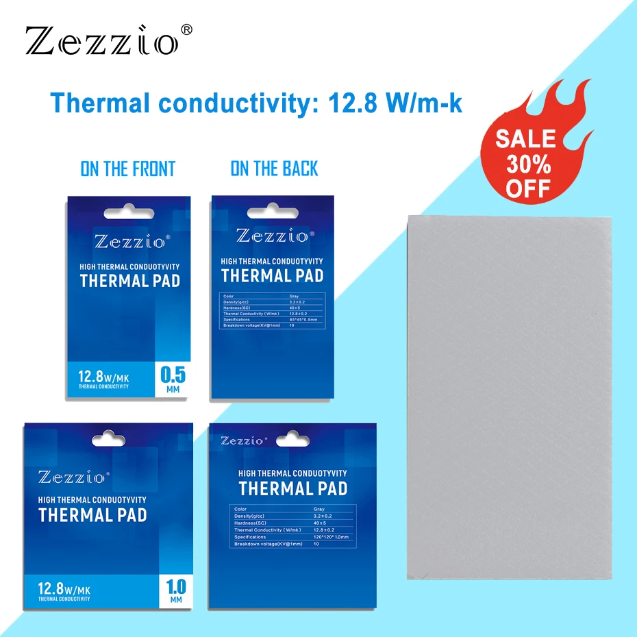 

Zezzio Теплопроводящий силиконовый коврик многоразмерная проводимость 12,8 Вт/МК для ЦП GPU материнская плата RAM термальный коврик