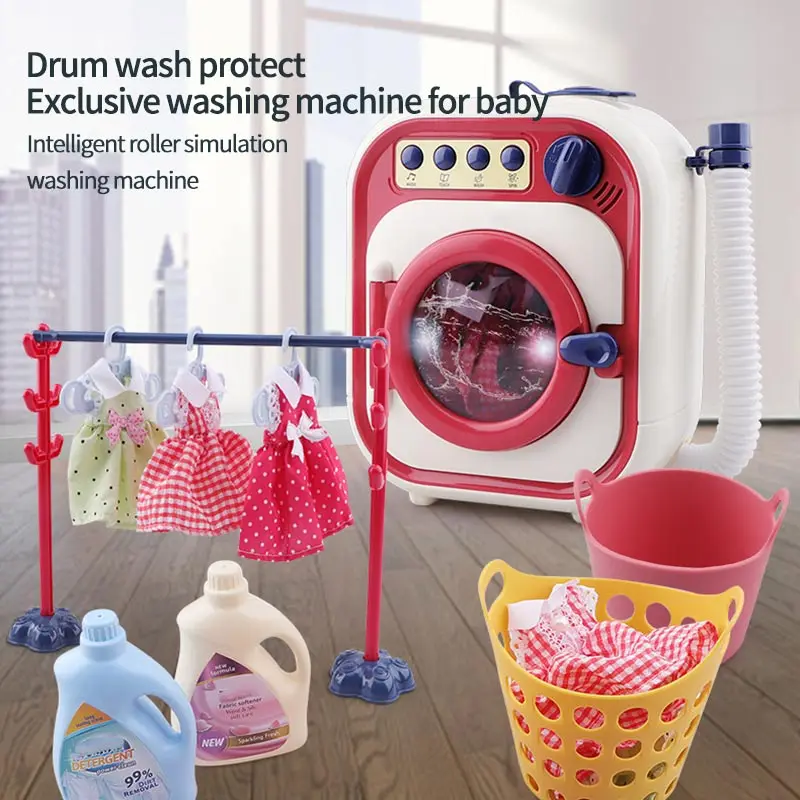 

Children Washing Machine Toy Funny Simulation Mini Electric Pretend Play House Toy Clean Up Toy Set Kids Girl Christmas Gift