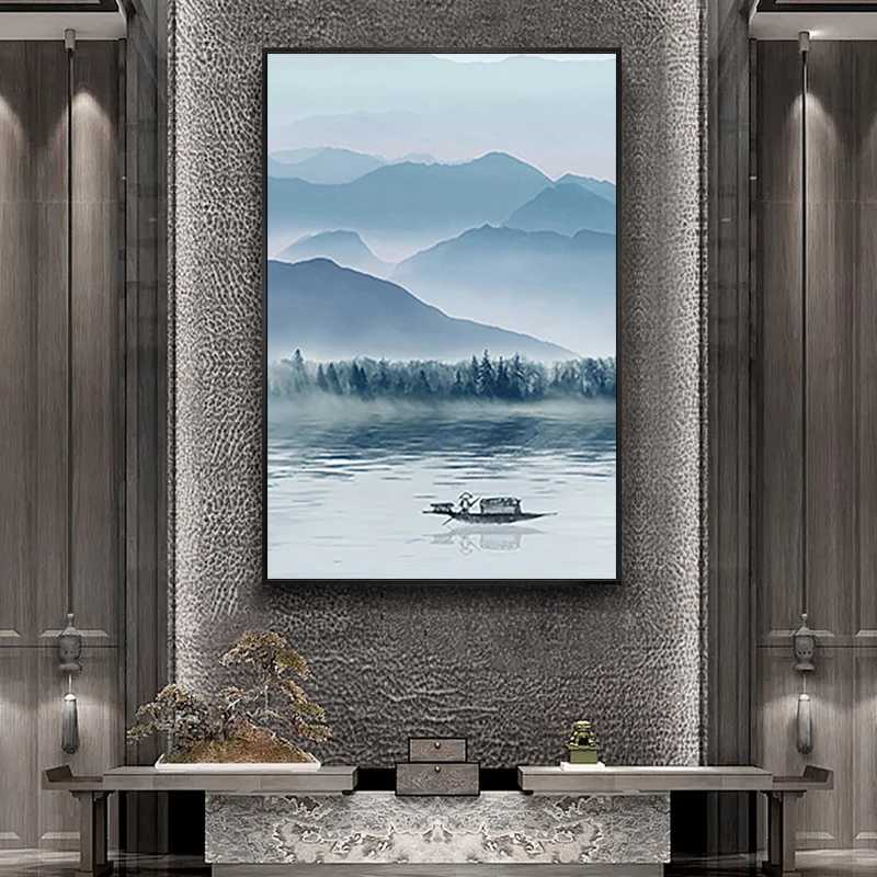 

paint by number art painting by numbers Hand-painted stroke landscape ancient style Zen home corridor decorative painting