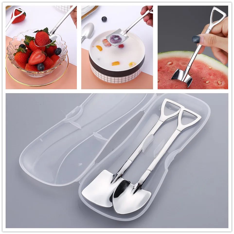 2 шт творческие ложки наборы с длинной ручкой мороженое десертная ложка для