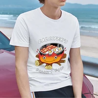 classic mens t shirt street top white japanese hot pot printed pattern short sleeve round neck commuter youth t shirt clothes
