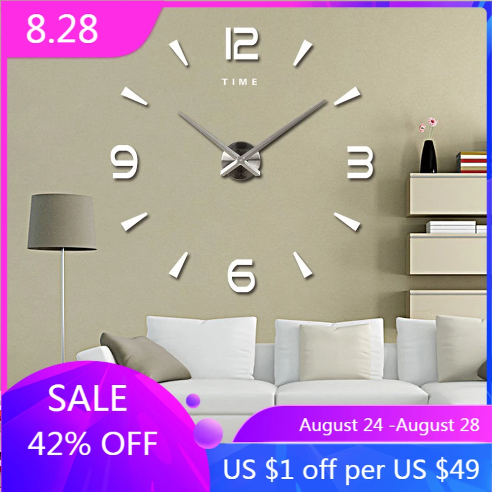 3D настенные часы сделай сам зеркальная настенная наклейка креативные съемная