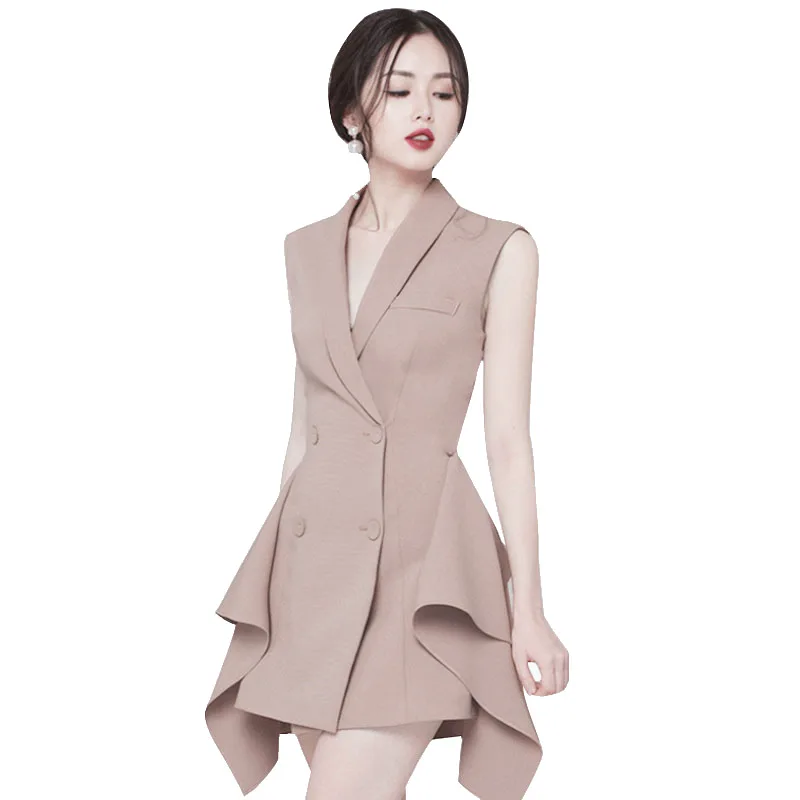 

2021 Korean version of European and American fashion women's suit sexy dress slim waist jacket